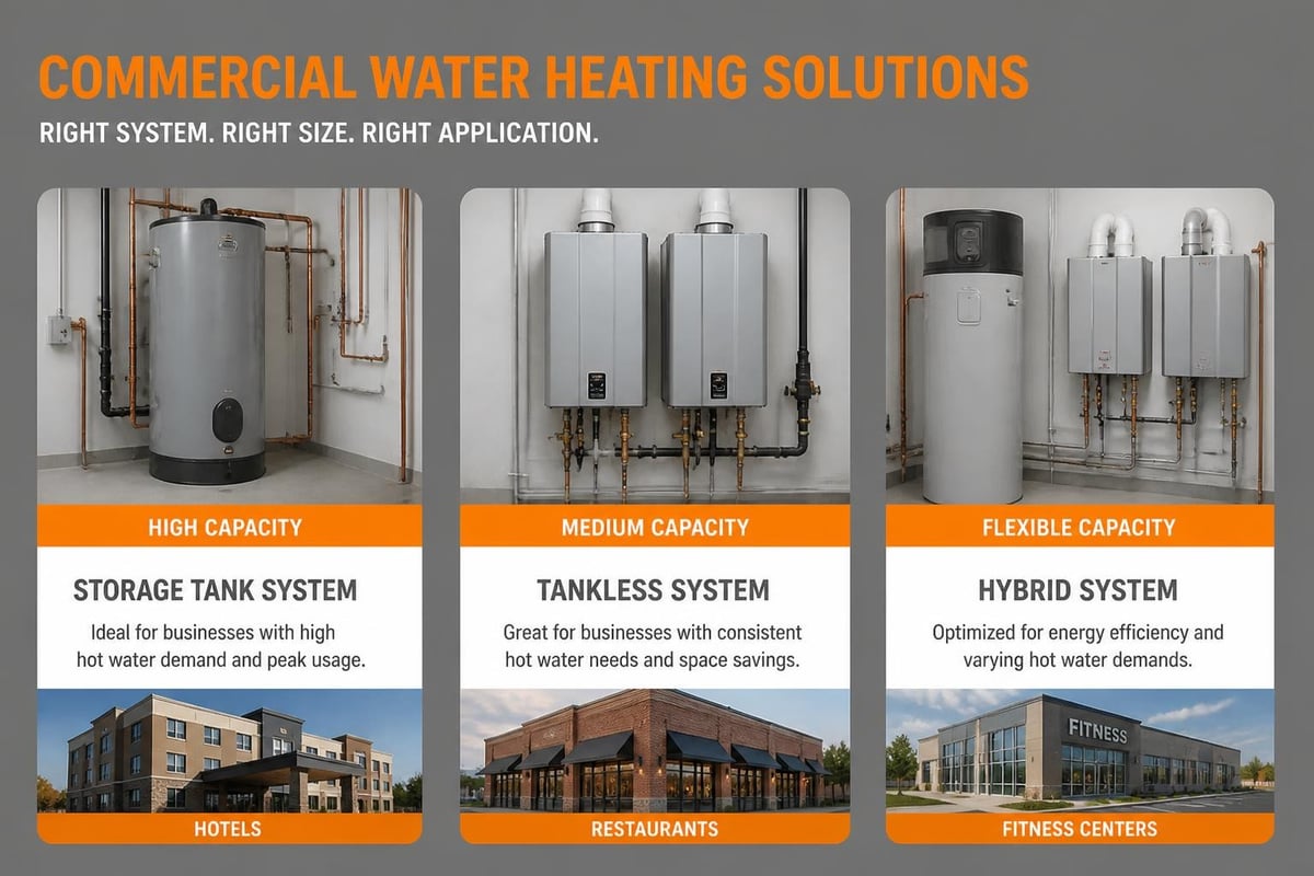 Commercial water heater system types
