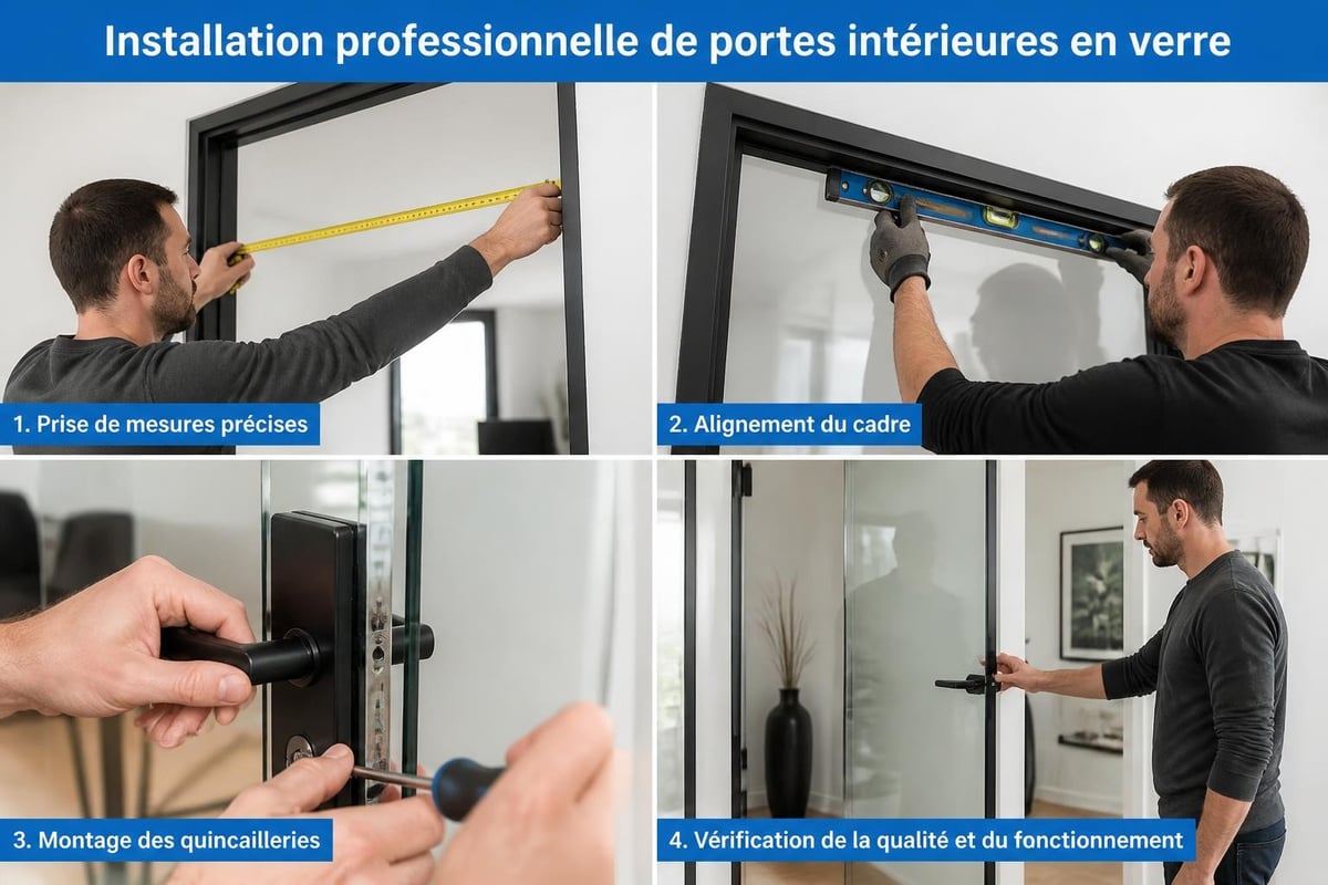 Installation de porte vitrée