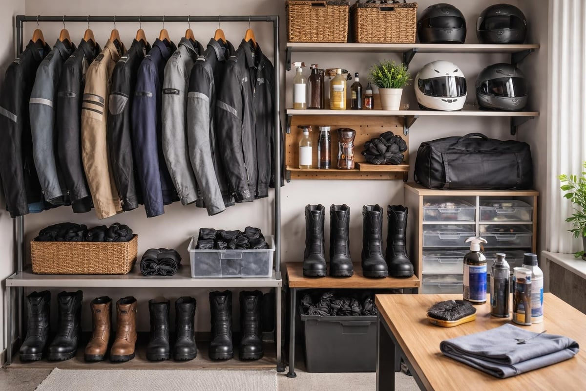 Male riding wardrobe organization
