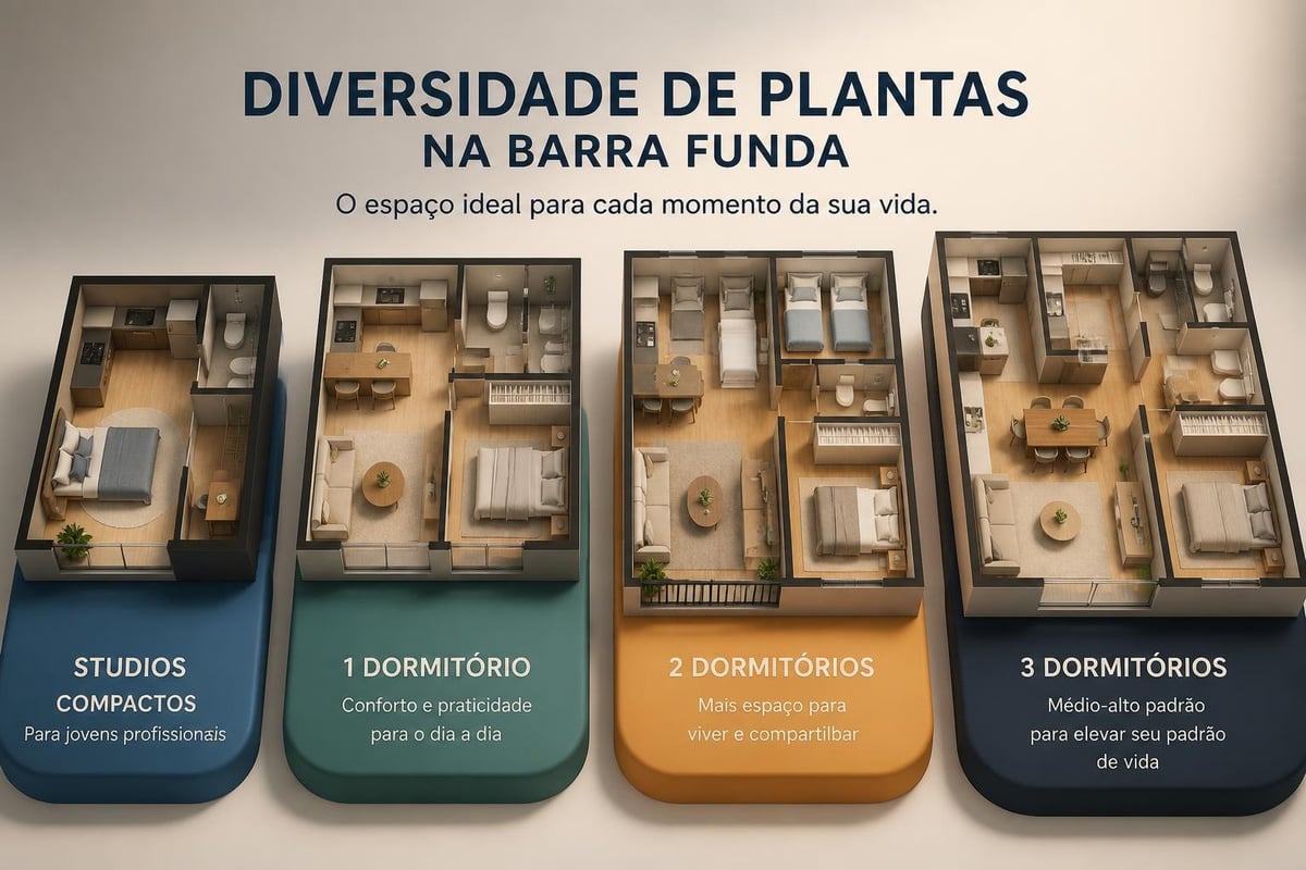 Tipologias de apartamentos na Barra Funda
