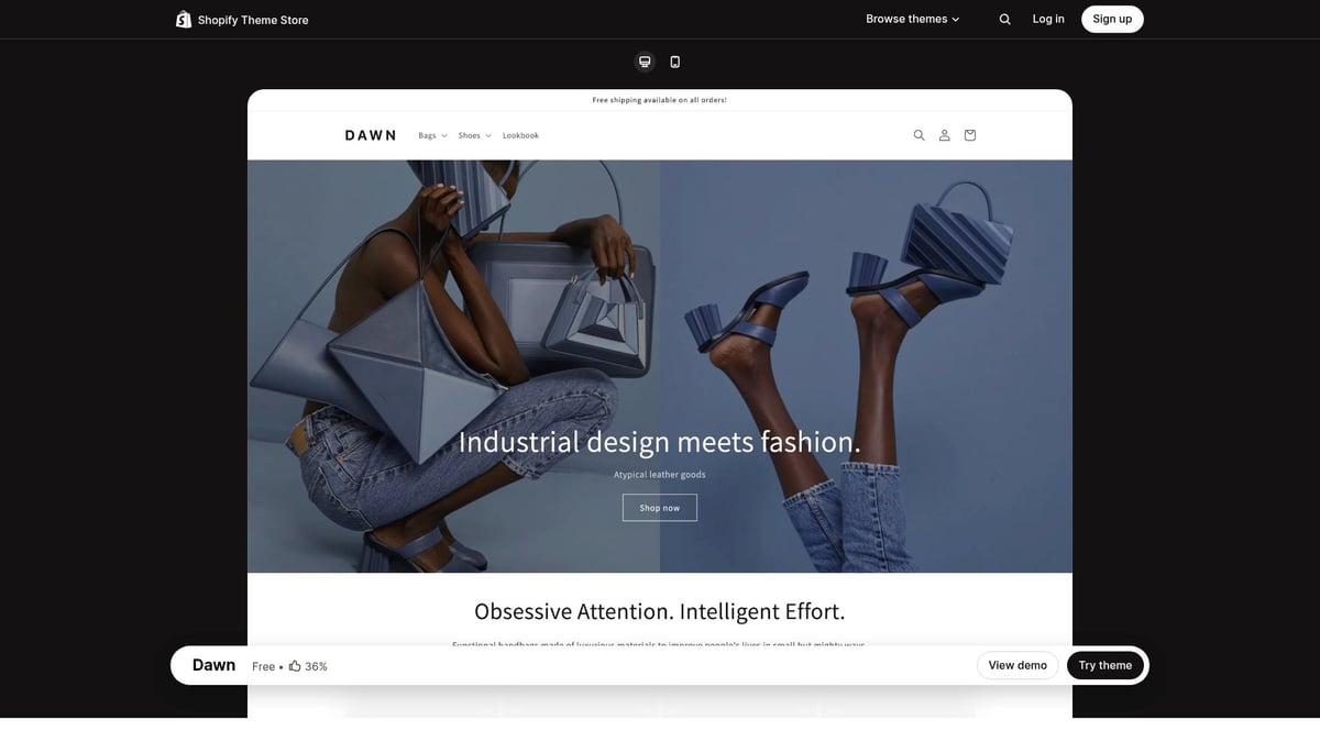 10 Inspirerende Webshop Templates Voor Succes In 2026 - Shopify Dawn – Modern & lichtgewicht Shopify-template