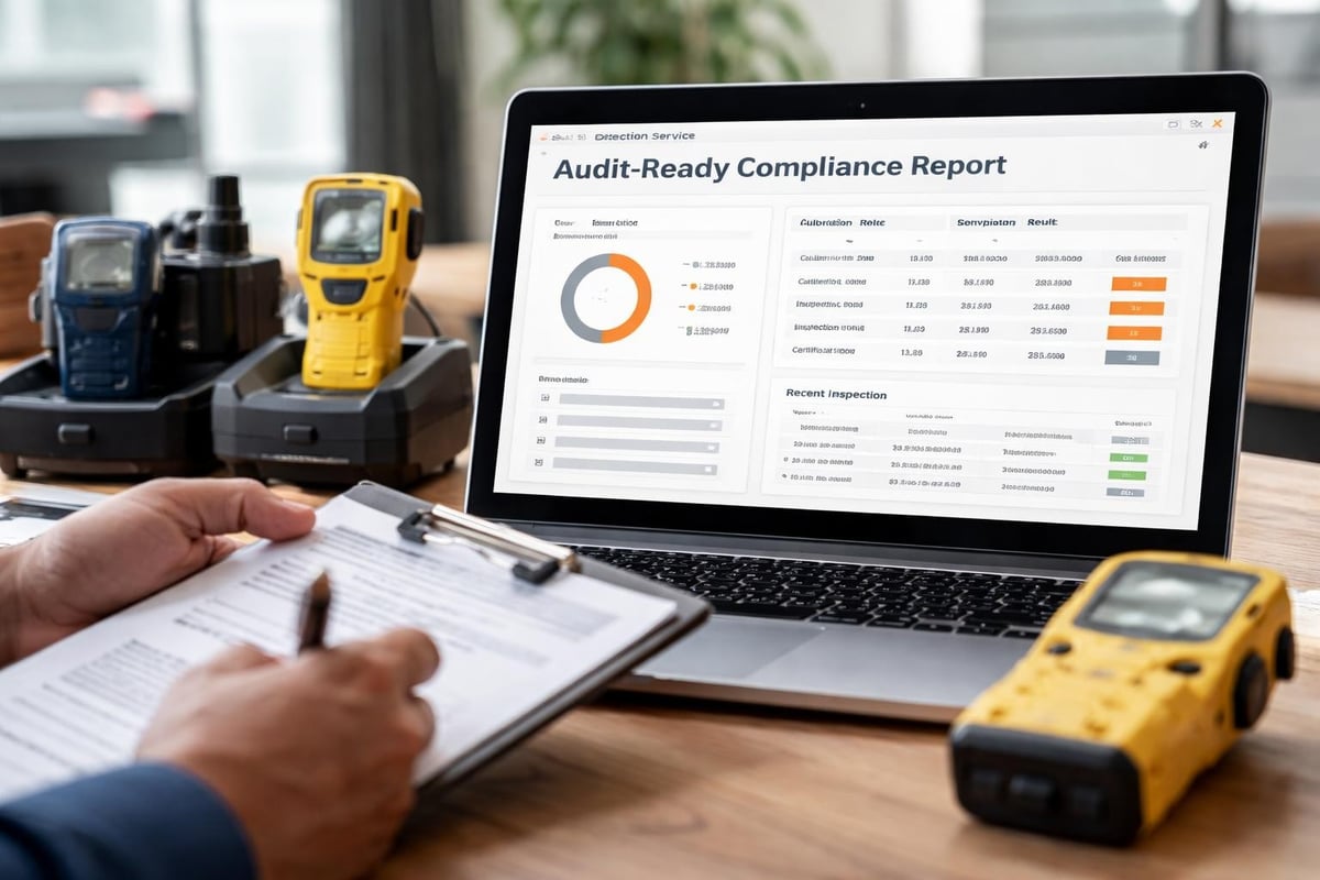 Gas Detection Service Software for Safety Operations Compliance reporting workflow