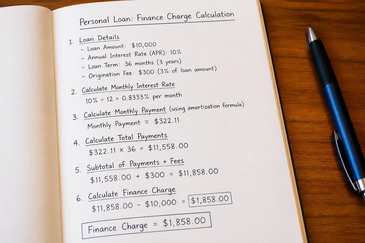 Finance charge calculation example