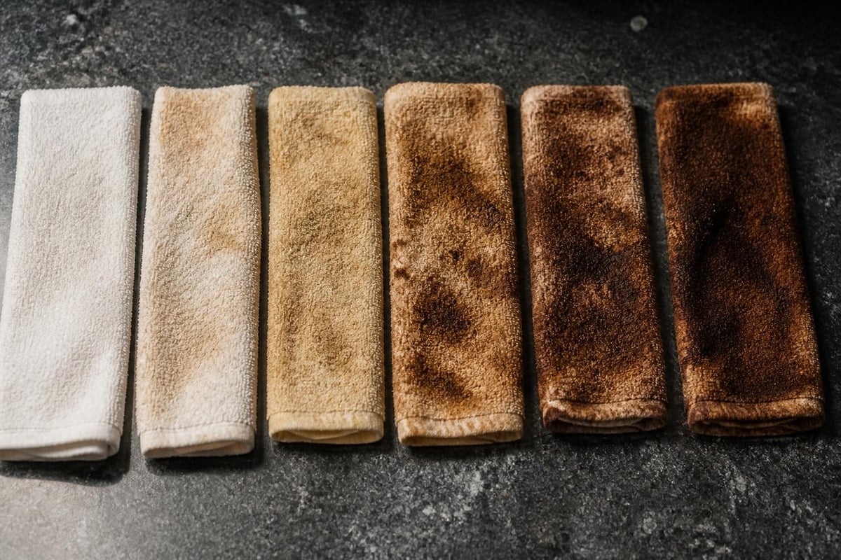 Bacterial growth timeline on towels