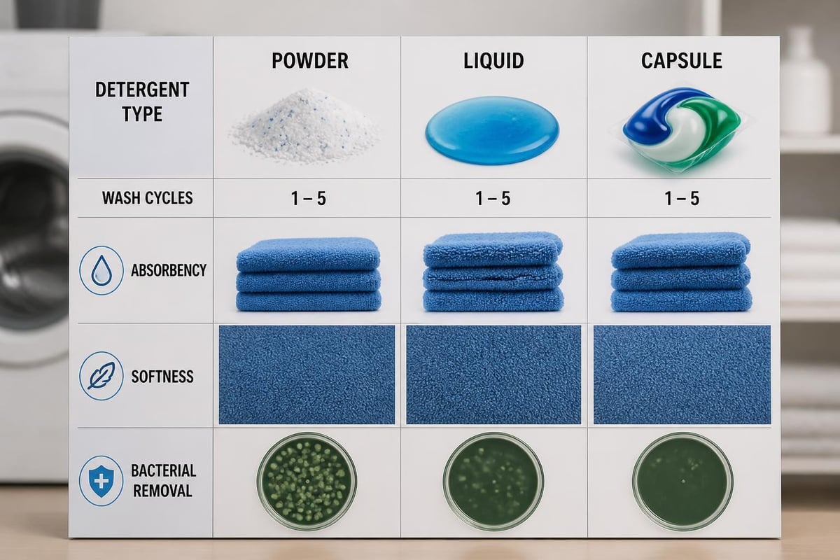 Detergent comparison for towel washing