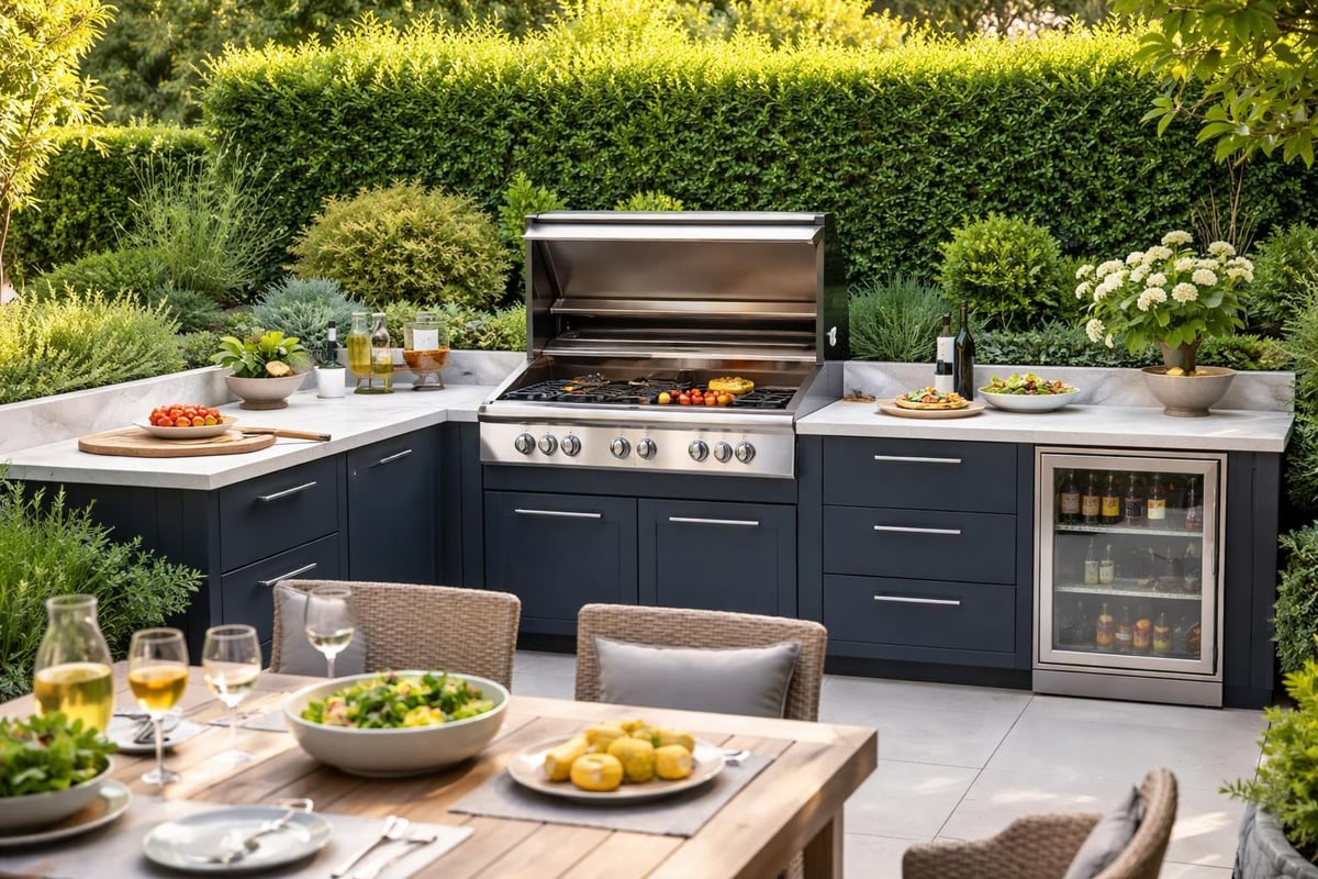 Inbuilt BBQ kitchen layout