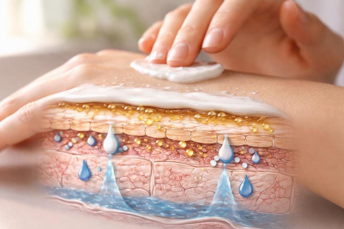 Hand moisturiser absorption process