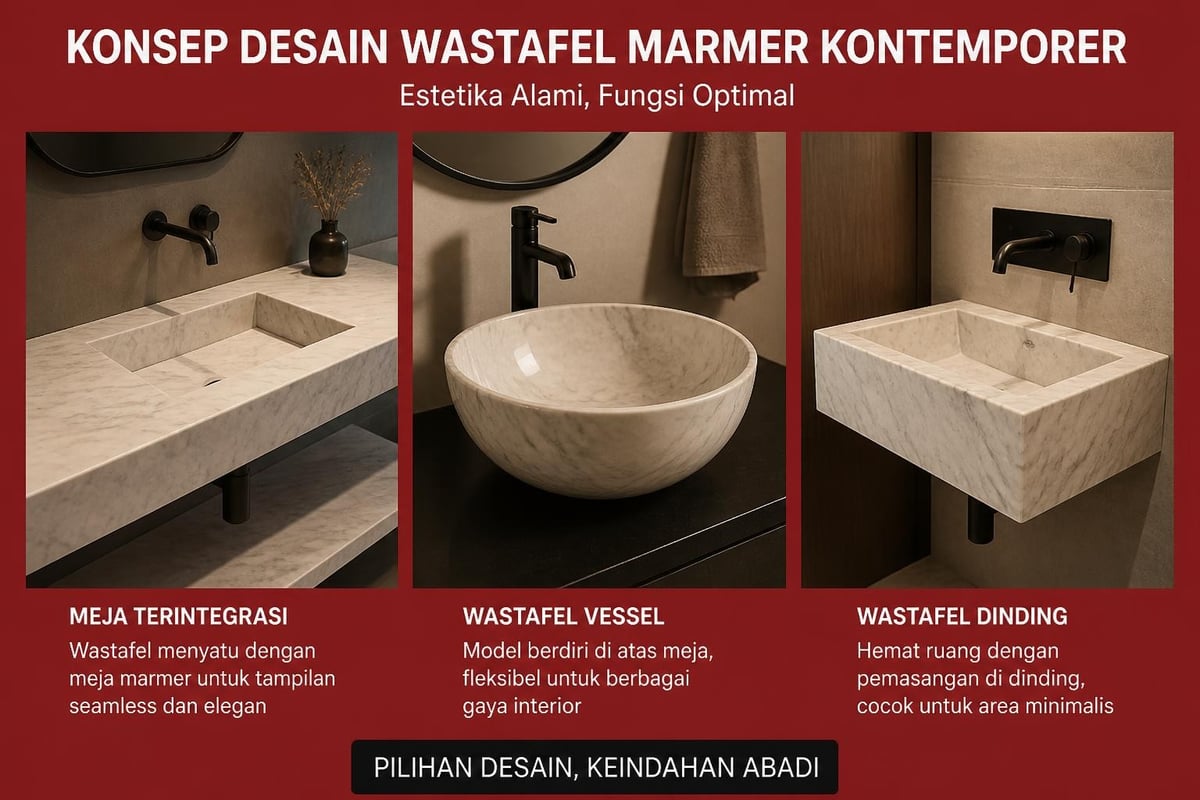 Desain wastafel marmer modern