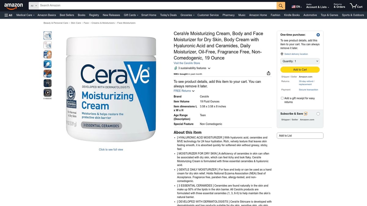 8 Best Beauty Creams to Try in 2026 for Glowing Skin - CeraVe Moisturizing Cream