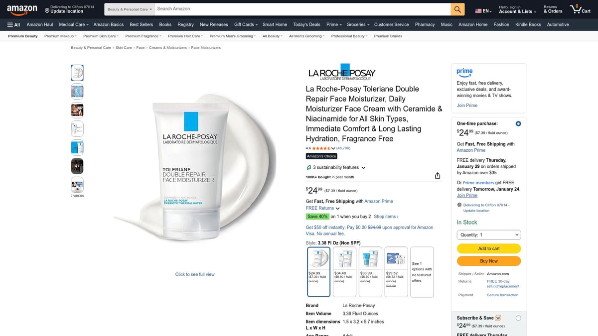 8 Best Beauty Creams to Try in 2026 for Glowing Skin - La Roche-Posay Toleriane Double Repair Face Moisturizer