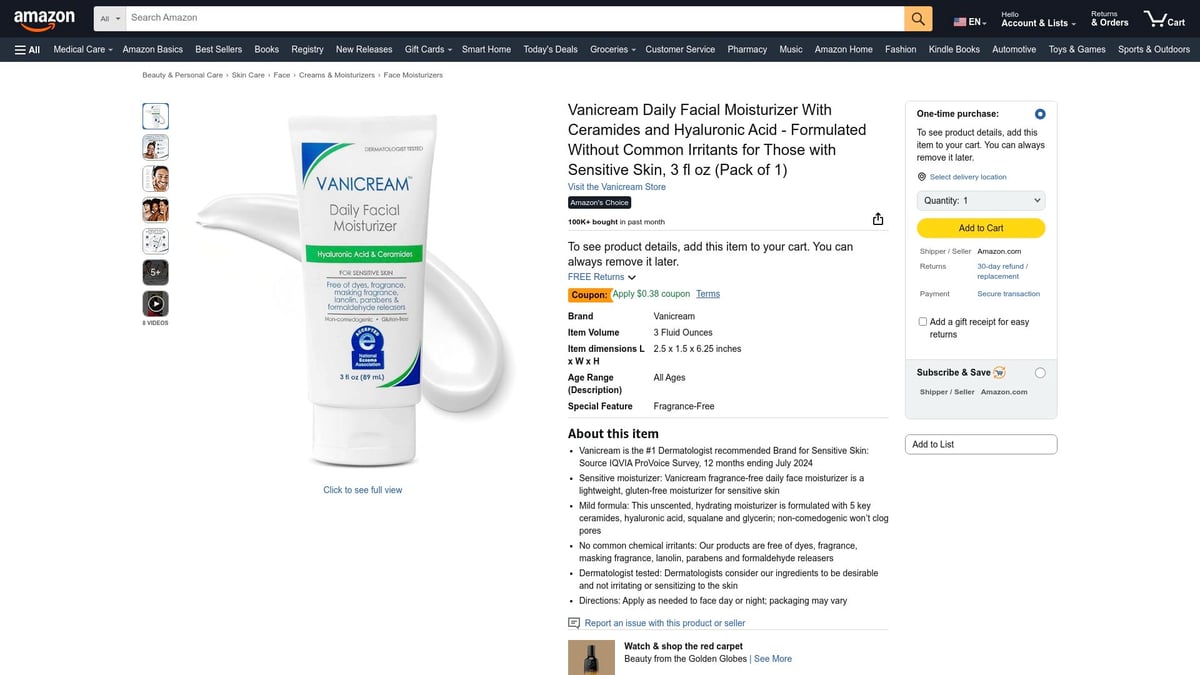 8 Best Beauty Creams to Try in 2026 for Glowing Skin - Vanicream Daily Facial Moisturizer