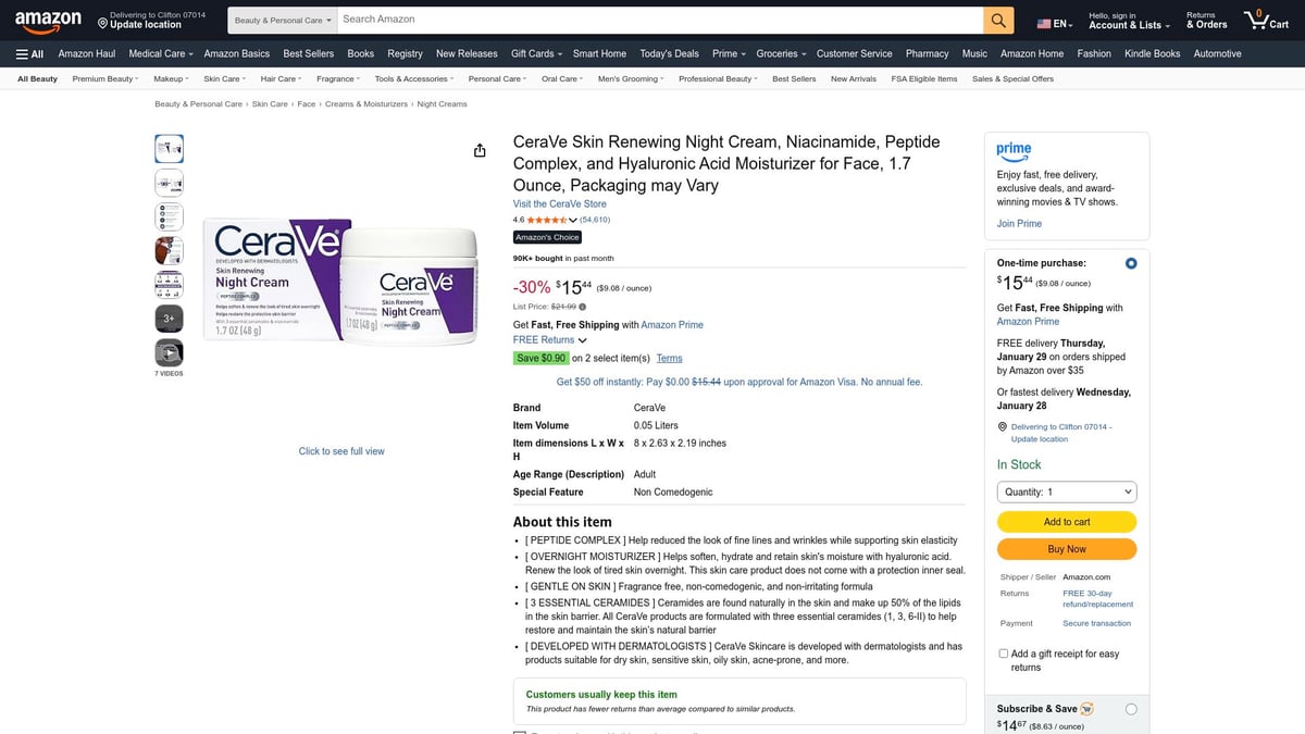 8 Best Beauty Creams to Try in 2026 for Glowing Skin - CeraVe Skin Renewing Night Cream