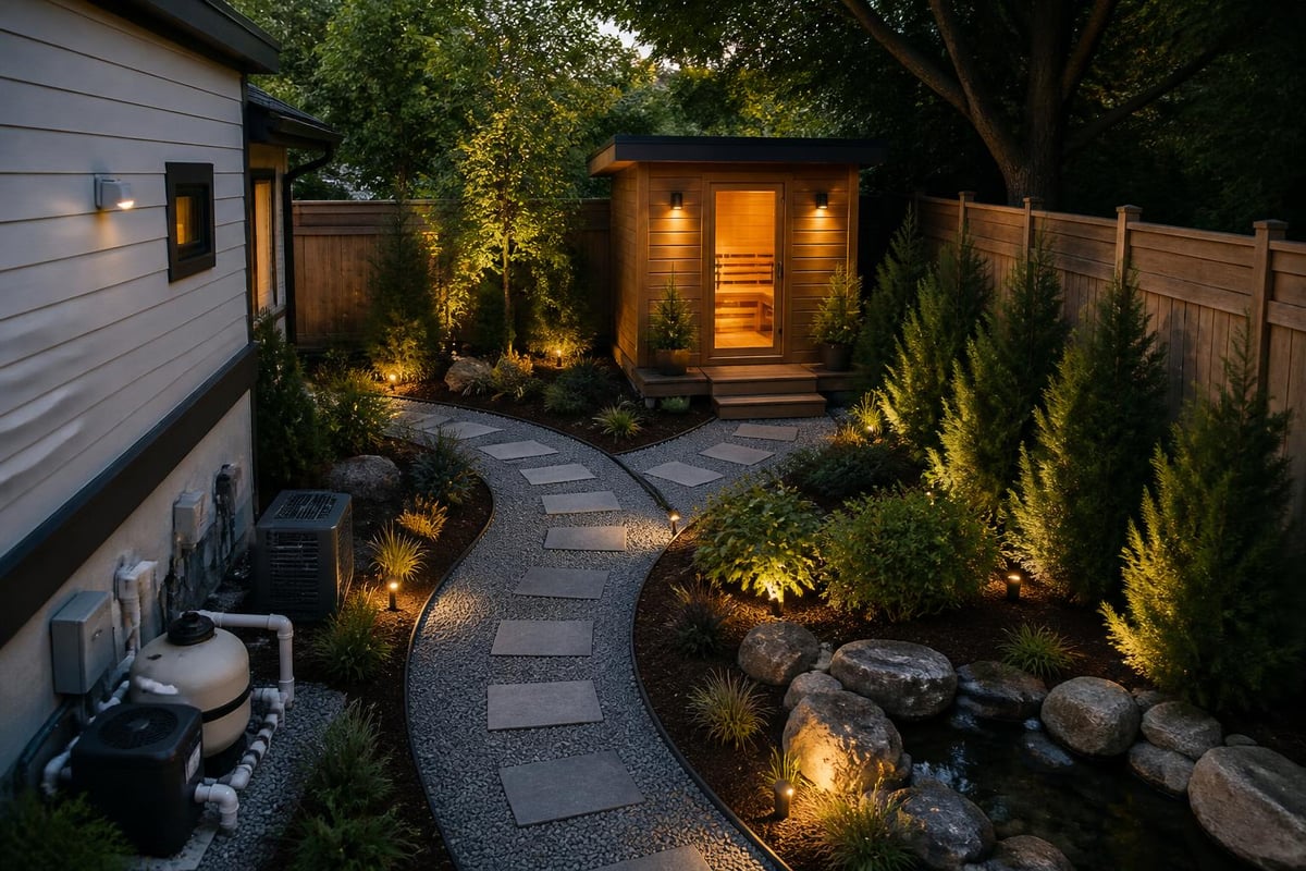Outdoor sauna placement strategies