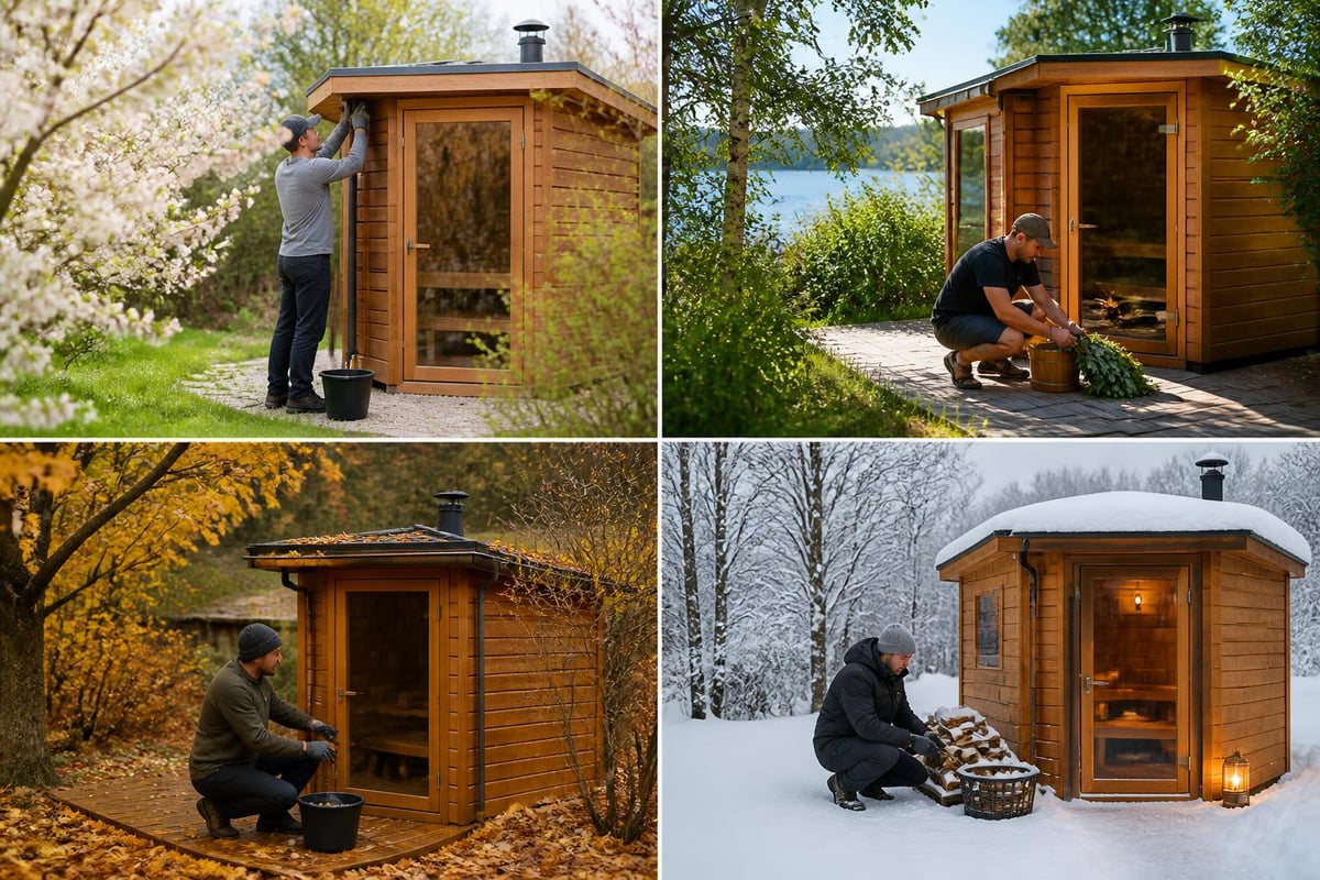 Seasonal outdoor sauna maintenance