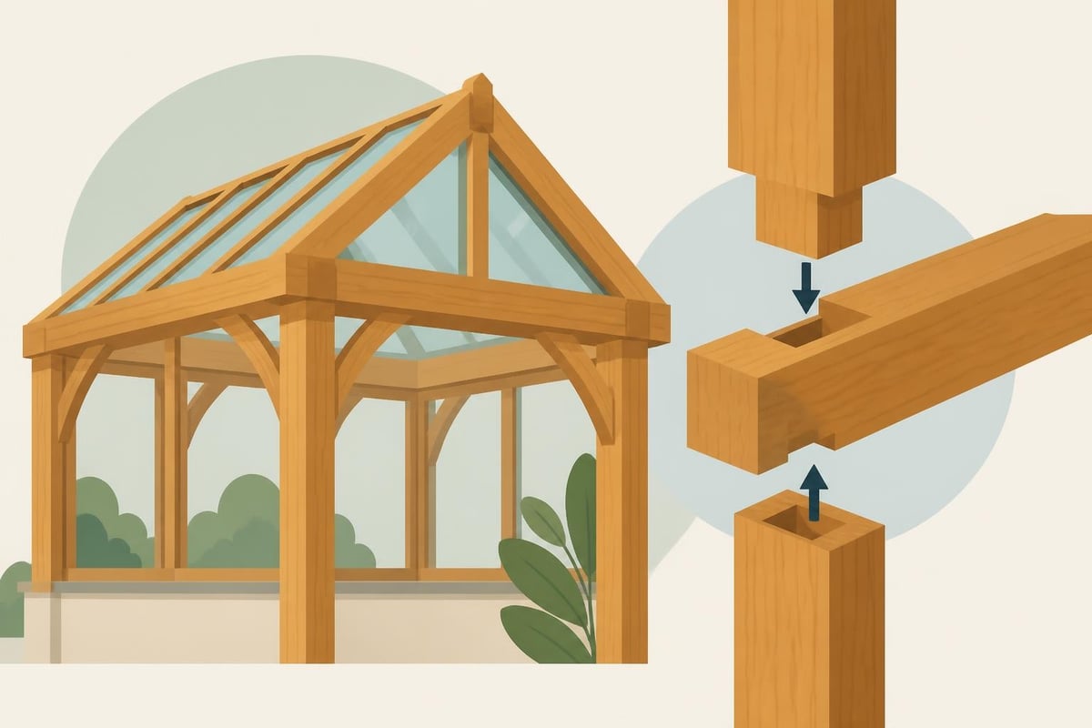 Oak timber framework joinery detail