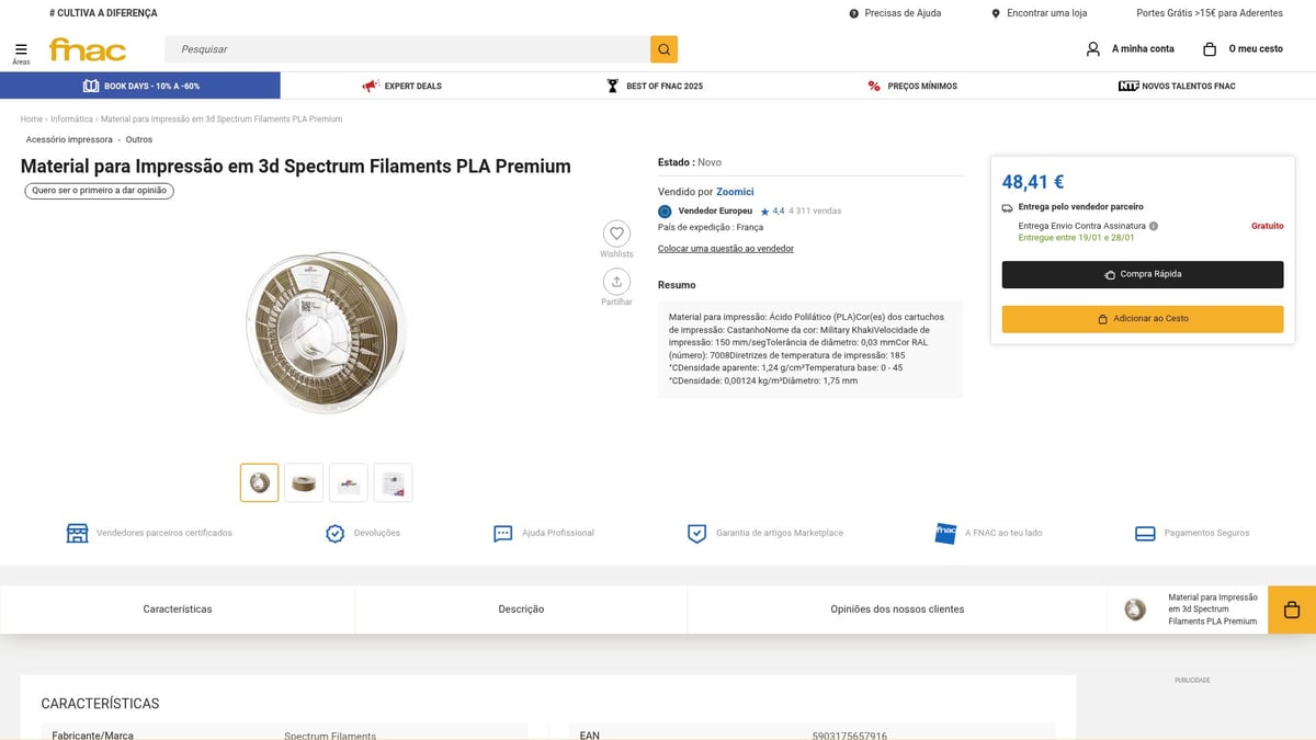 7 Opções de 3D Premium Para Projetos Incríveis em 2026 - Spectrum Filaments PLA Premium – FNAC