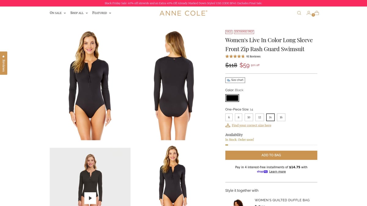 Top 10 Rash Guard Swimsuits for Stylish Sun Protection 2026 - Anne Cole Women's Live In Color Long Sleeve Front Zip Rash Guard Swimsuit