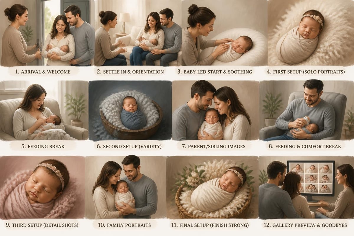 Newborn photography session workflow