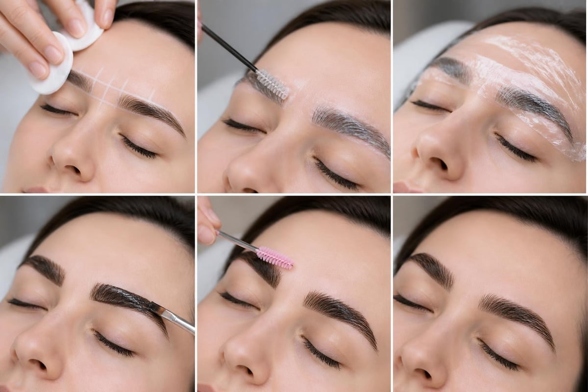 Eyebrow Tint and Lift: Complete Guide for 2026 2 Eyebrow tinting and lifting process steps