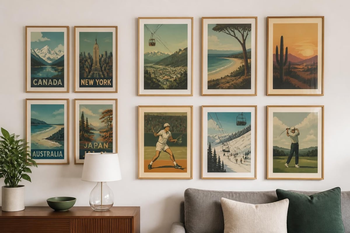 Retro print gallery arrangement