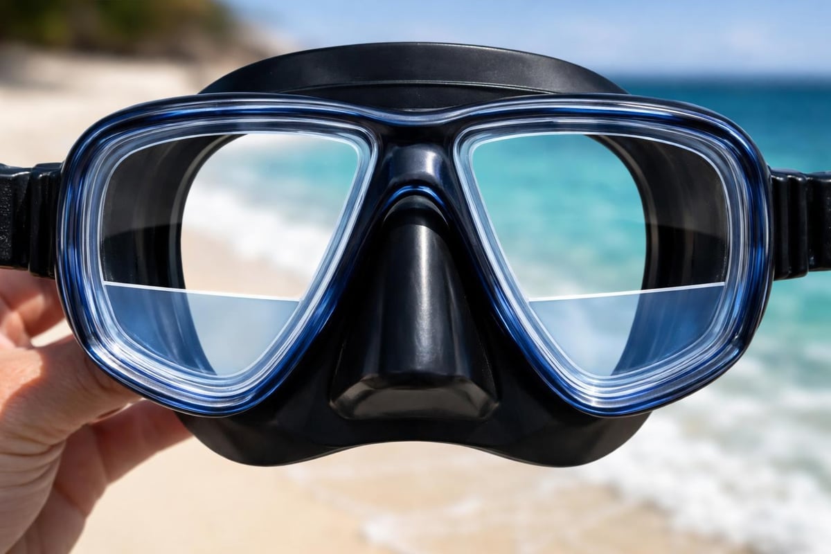 Reading segment positioning in diving masks