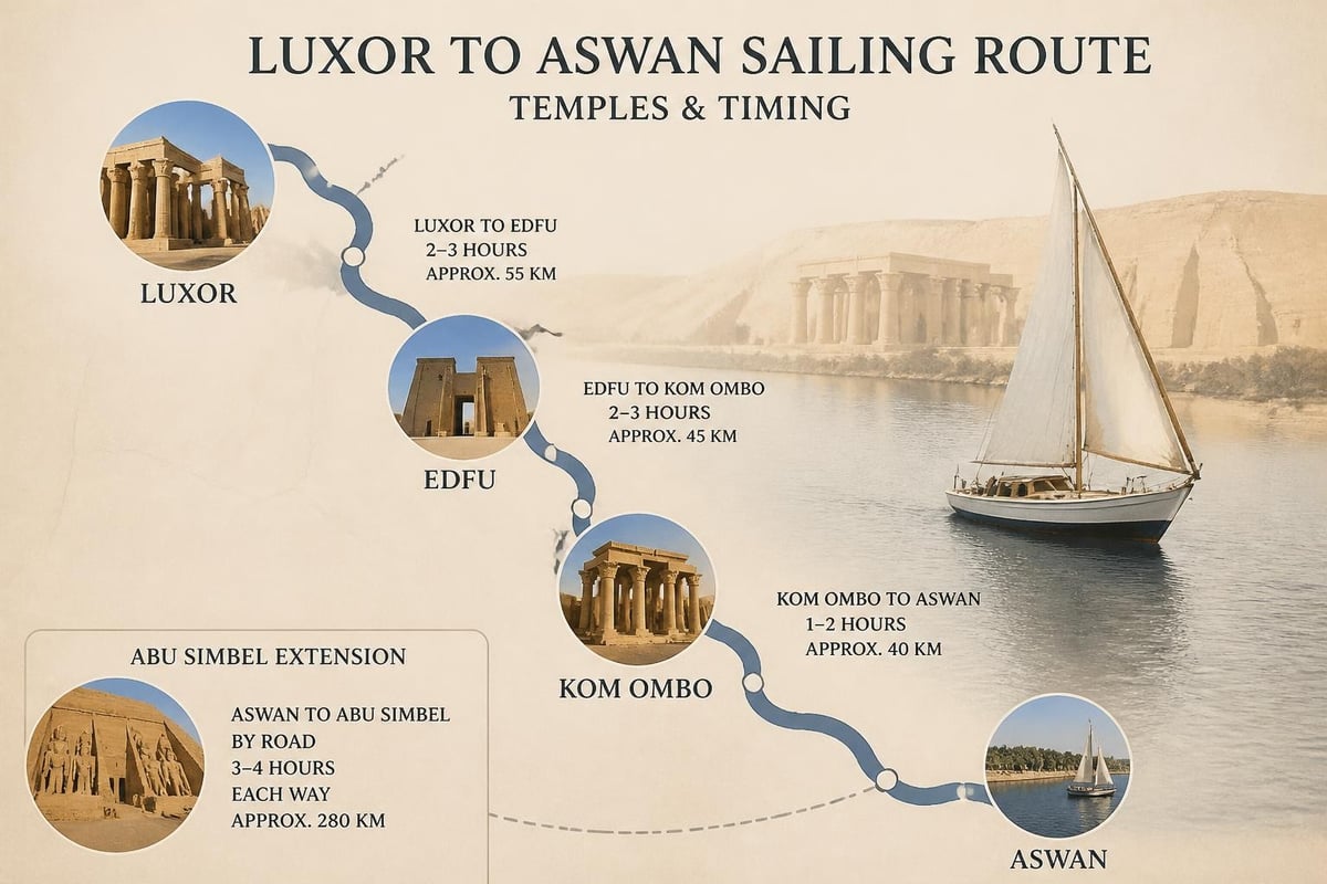 Nile cruise route map
