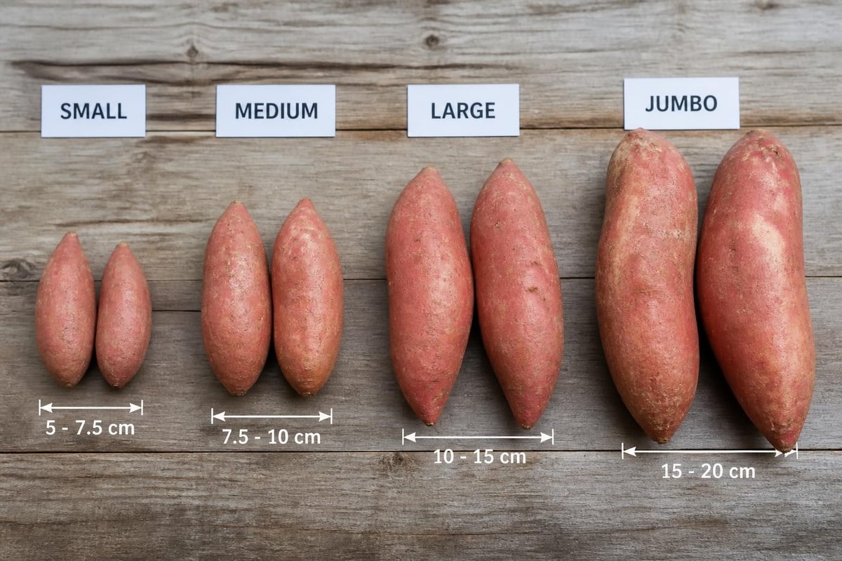 Sweet potato size classification chart