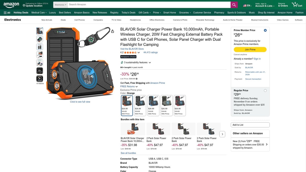 Top 7 Solar Phone Charger Picks for 2025 - BLAVOR Solar Charger Power Bank 10,000mAh, Portable Wireless Charger, 20W Fast Charging