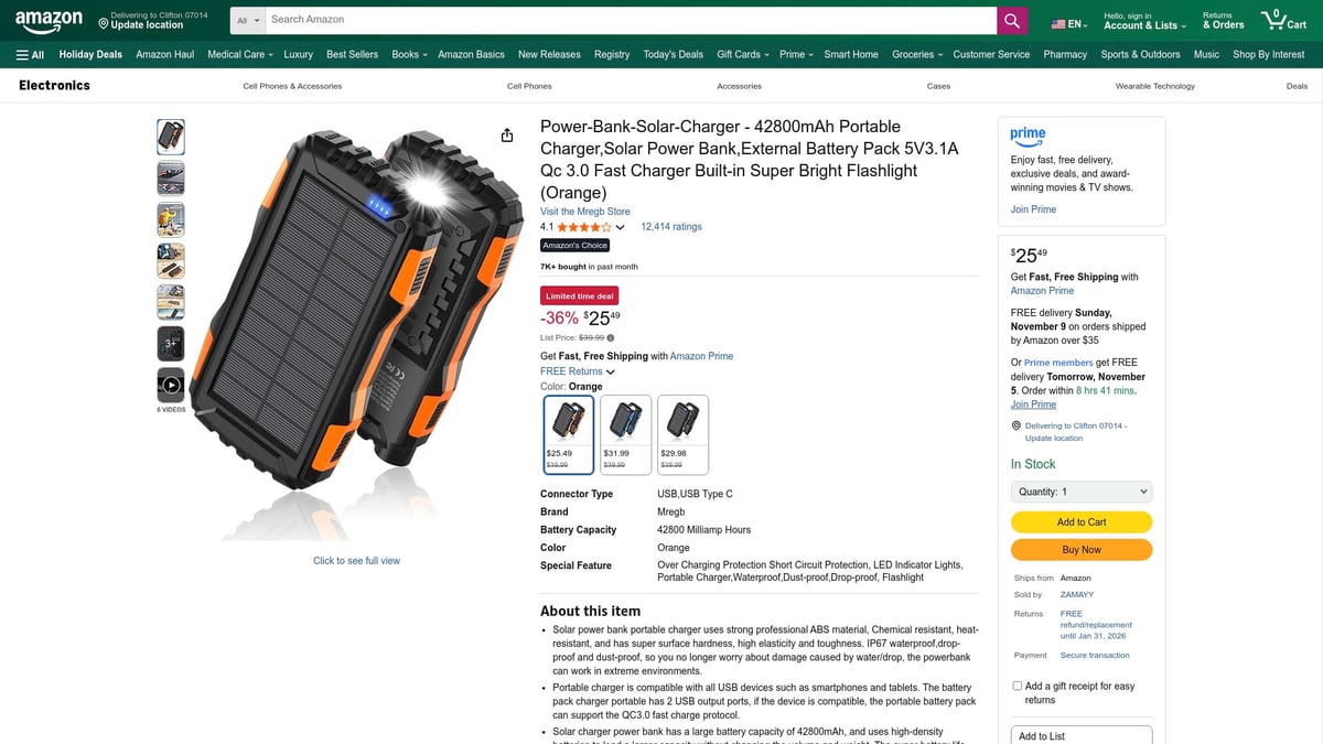 Top 7 Solar Phone Charger Picks for 2025 - Power-Bank-Solar-Charger 42,800mAh Portable Charger, QC 3.0 Fast Charger