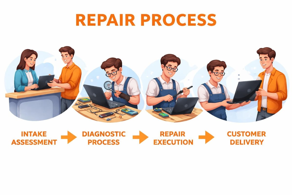 Computer repair service workflow