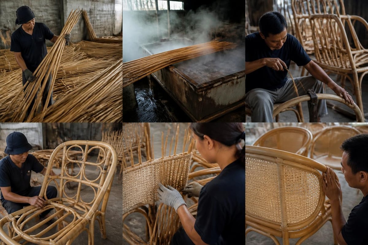 Rattan furniture production stages