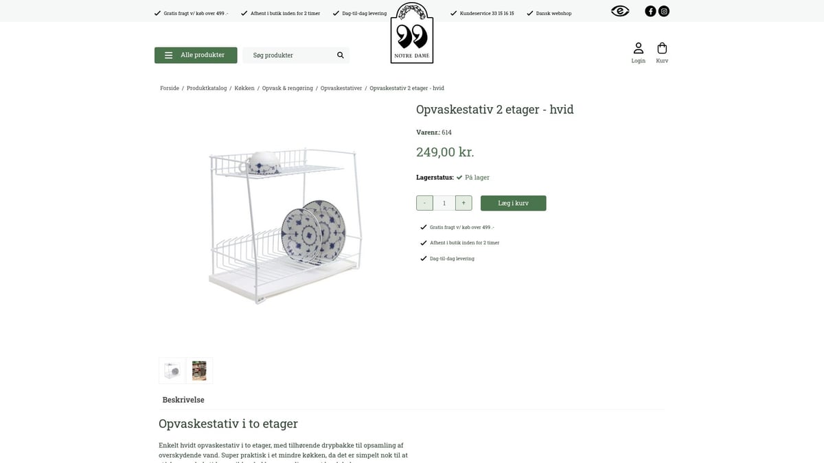 7 Smarte Opvaskestativ til Dit Køkken i 2026 - Opvaskestativ 2 Etager – Hvid (Notre Dame)