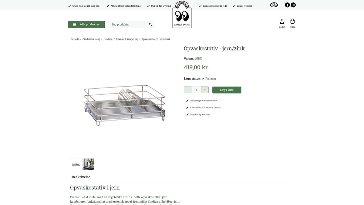 7 Smarte Opvaskestativ til Dit Køkken i 2026 - Opvaskestativ – Jern/Zink (Notre Dame)