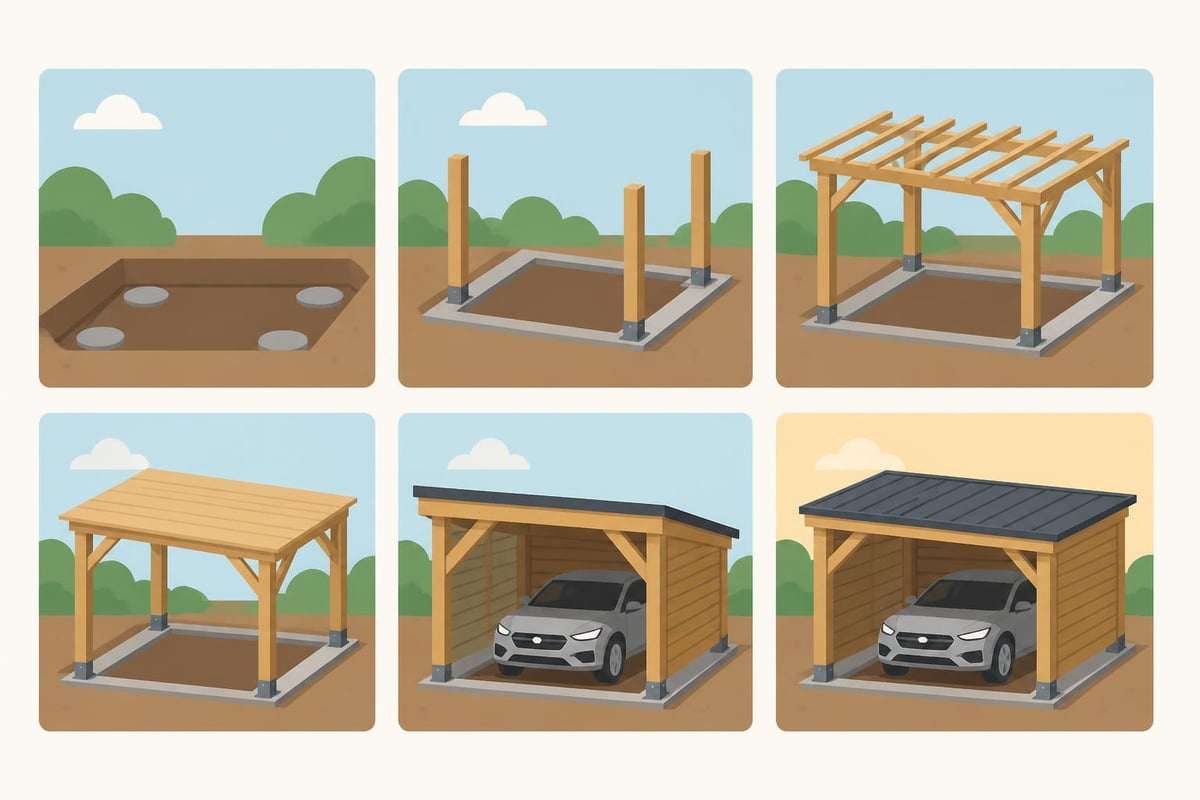 Timber carport assembly process