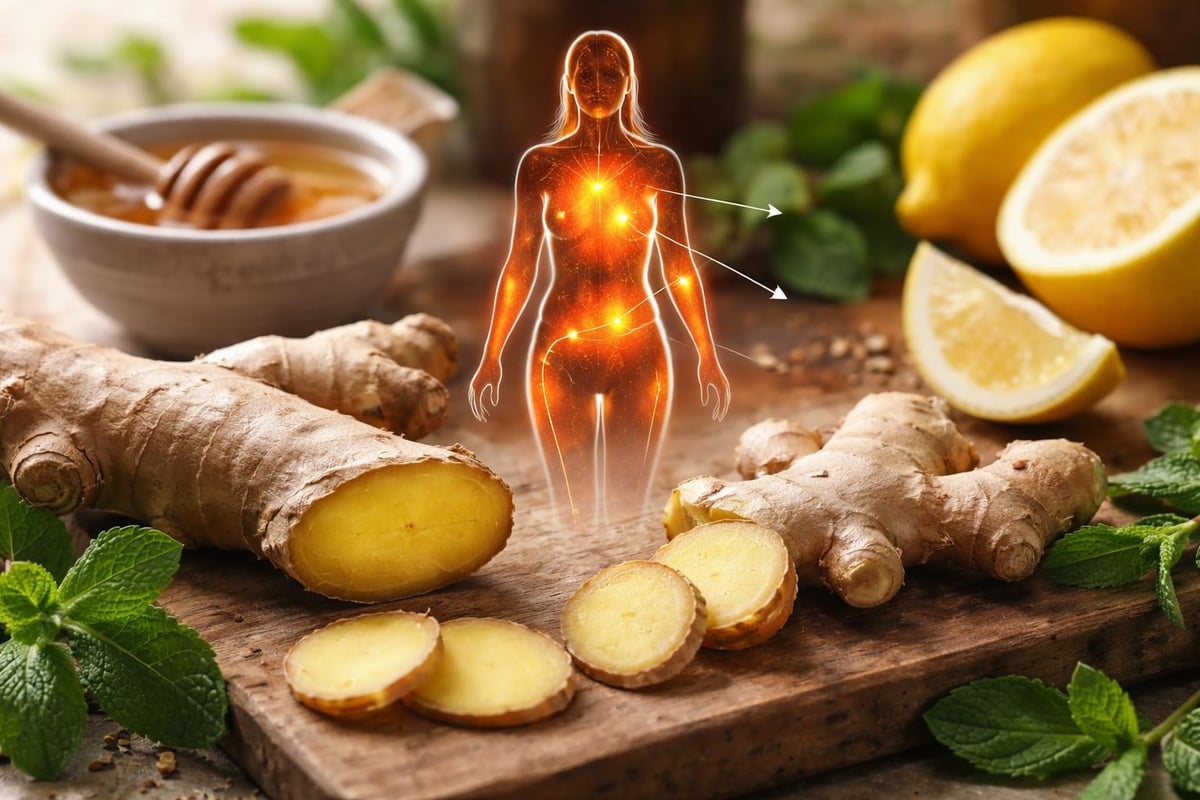 Ginger's warming action throughout the body