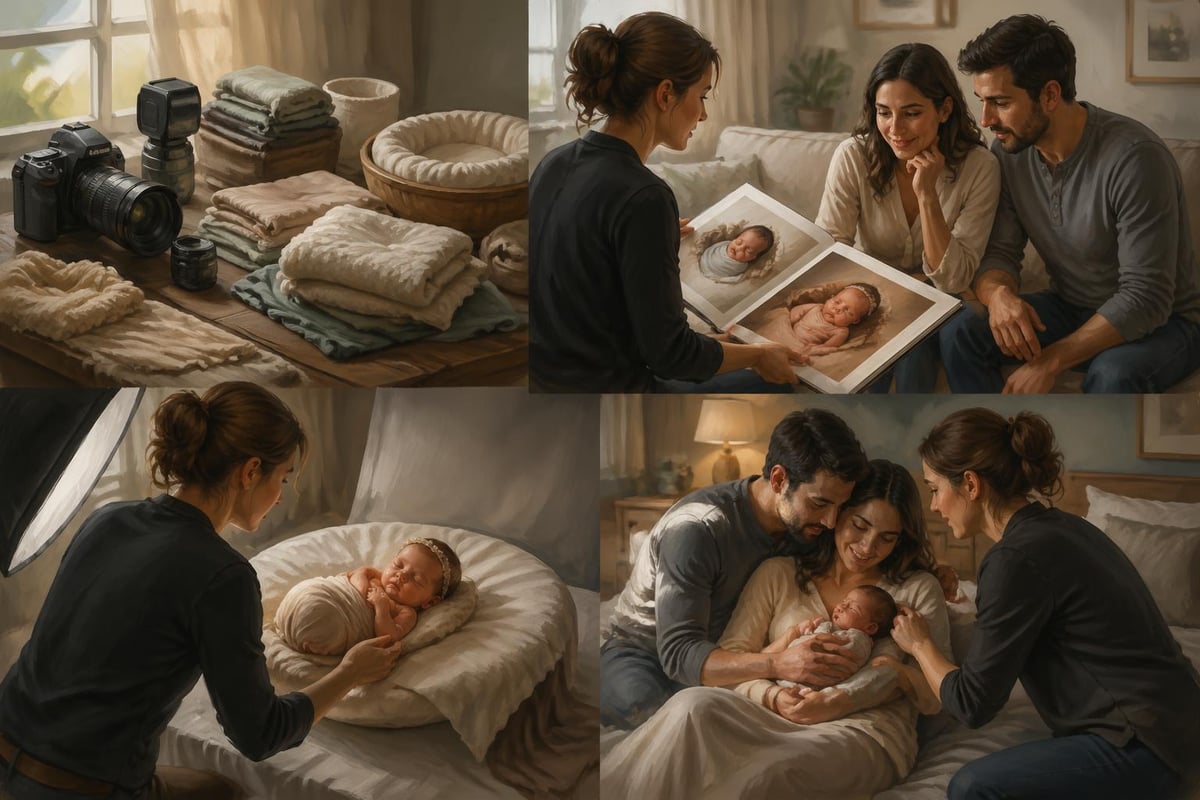 Professional newborn photographer at work