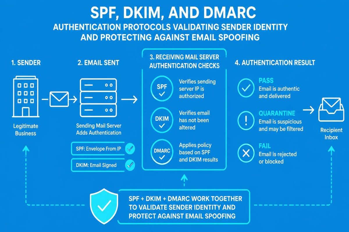 Email authentication protocols working together