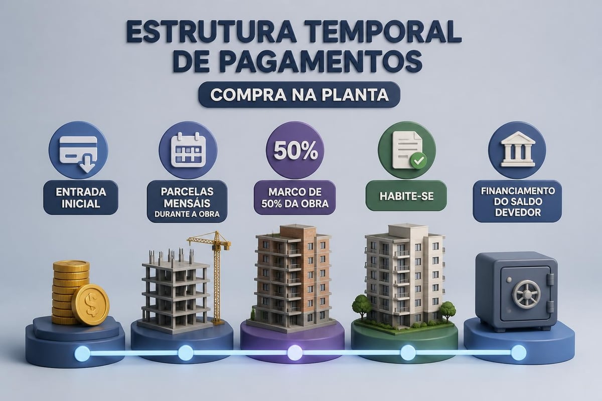 Linha do tempo de pagamento na planta