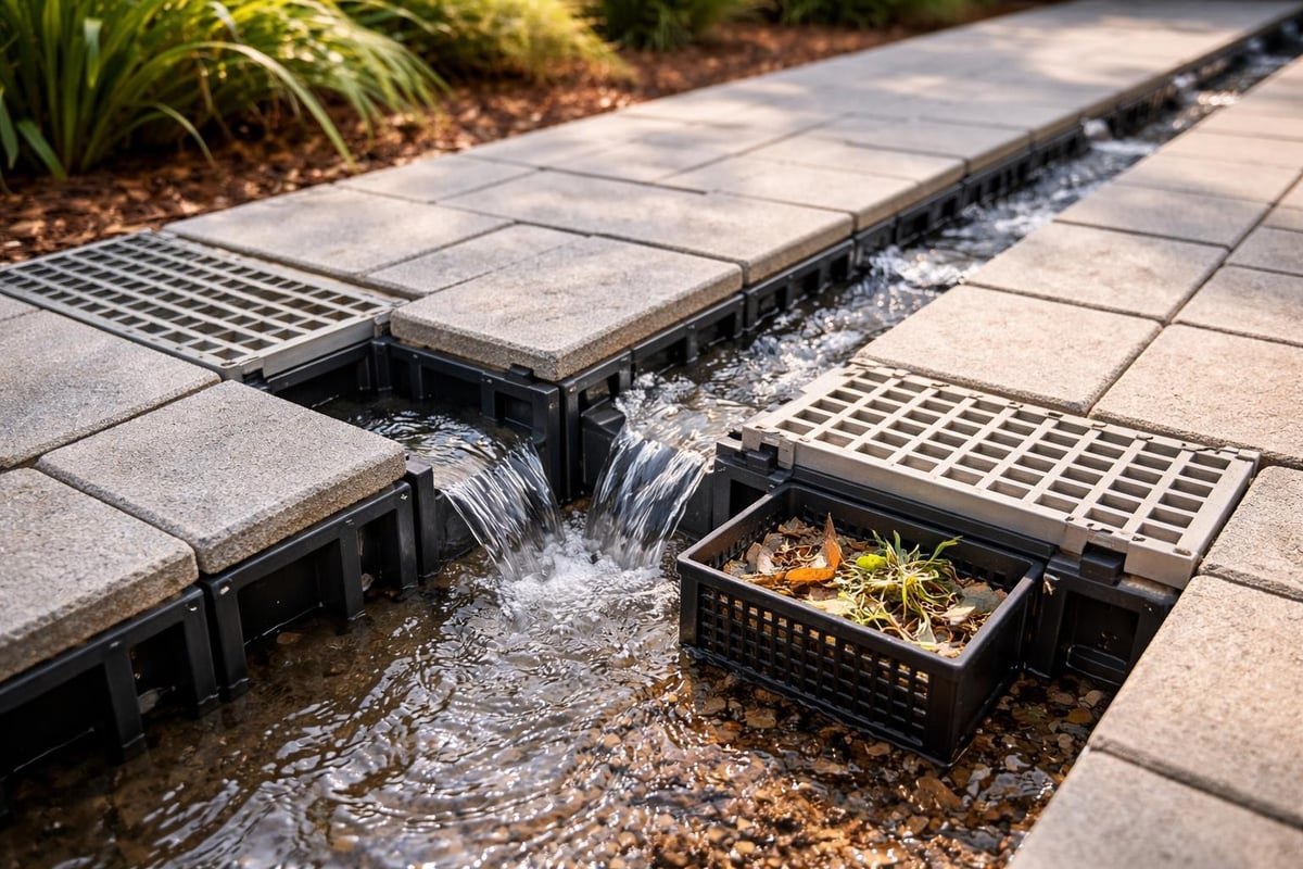 Carport tile drainage system