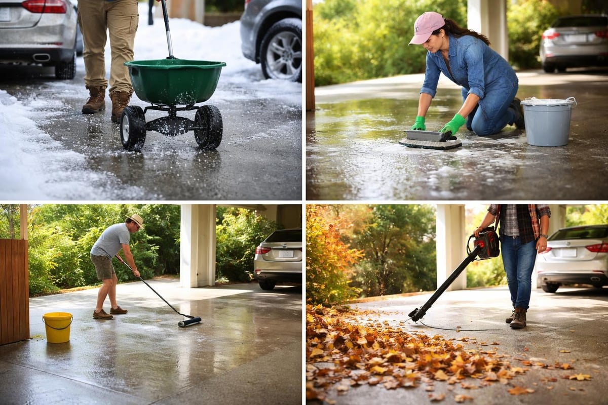 Seasonal carport floor maintenance