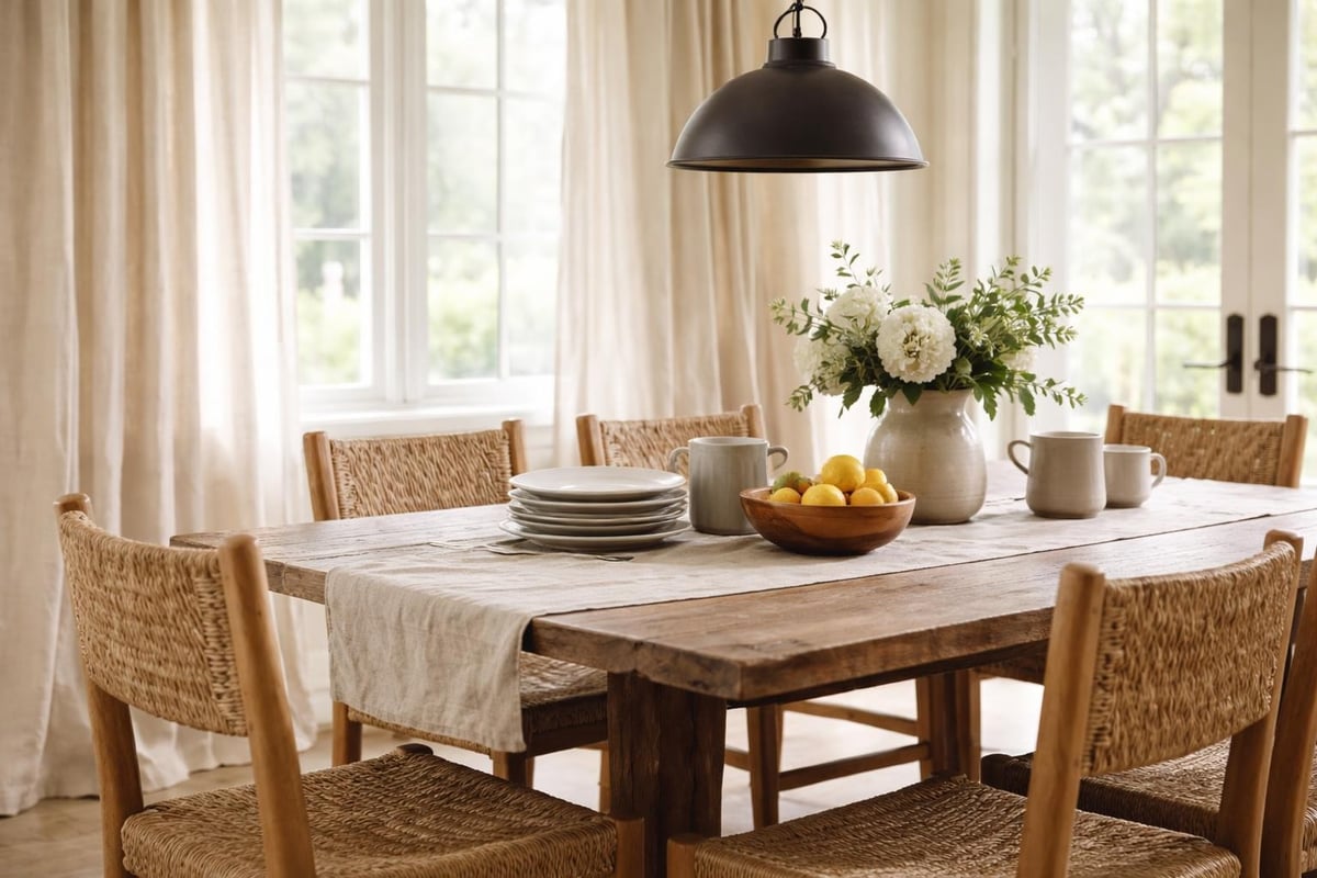 Farmhouse dining room texture layers
