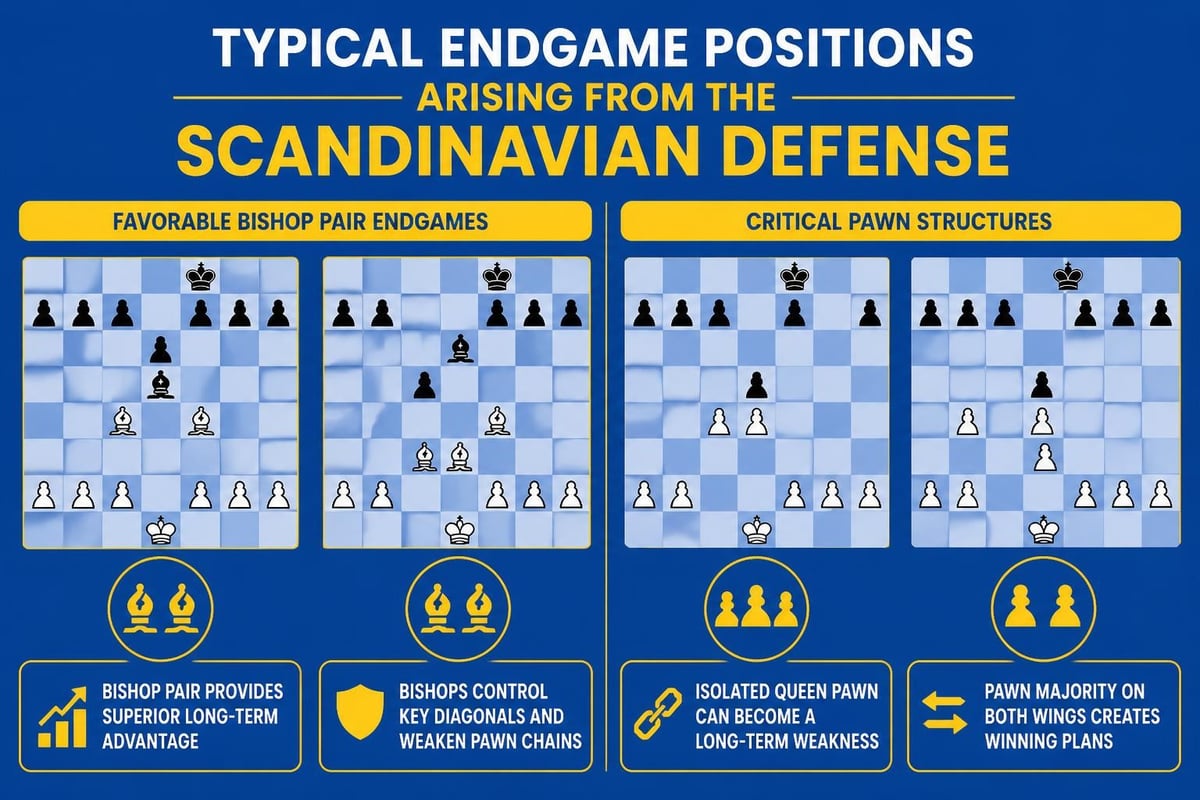 Scandinavian Defense endgame transitions