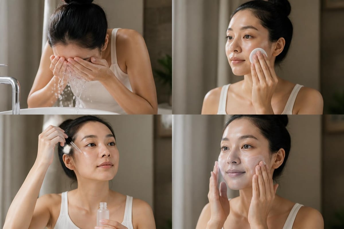 Skincare routine steps