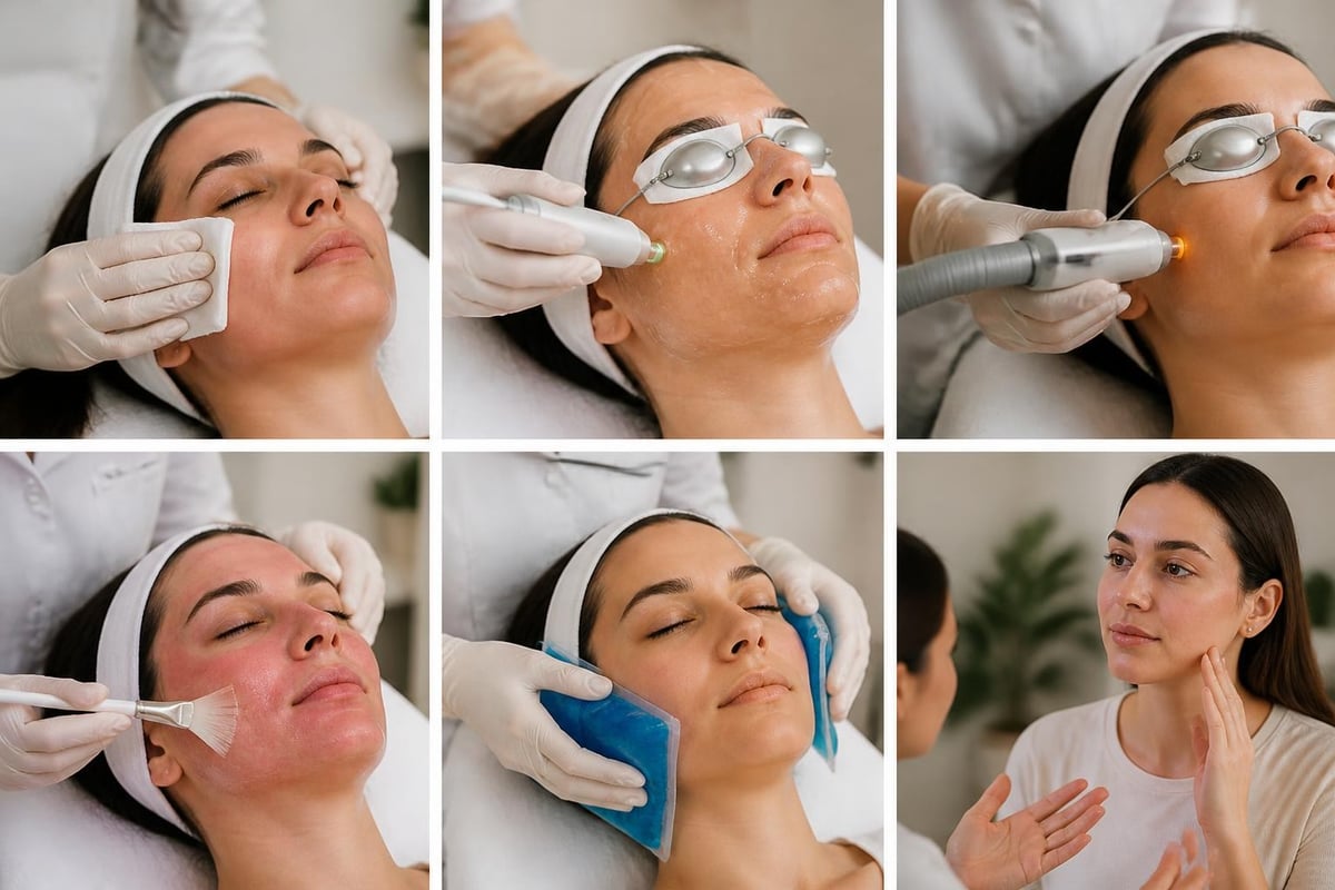 Laser treatment session steps