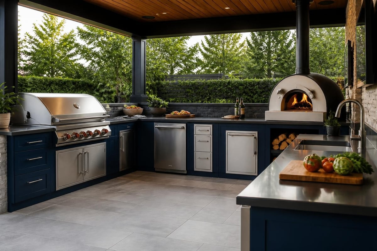 Outdoor kitchen appliance layout