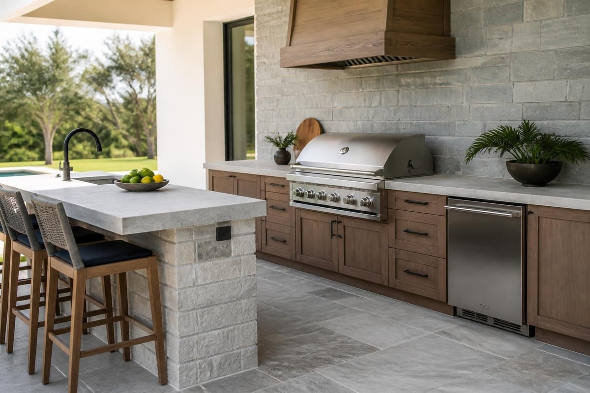 Outdoor kitchen material palette
