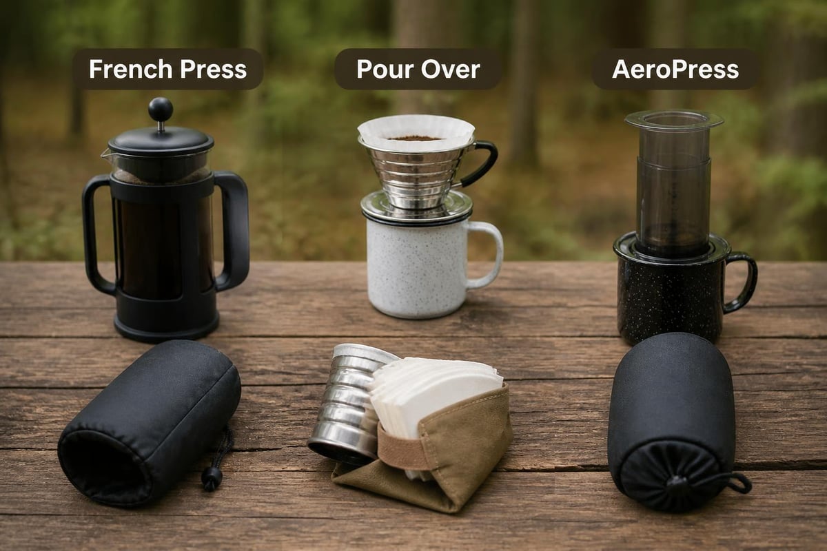 Camping coffee brewing methods comparison