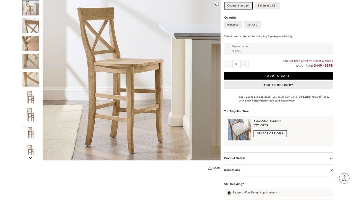 9 Stunning Rustic Bar Chairs to Elevate Your Home in 2026 - Pottery Barn Aaron Bar & Counter Stool