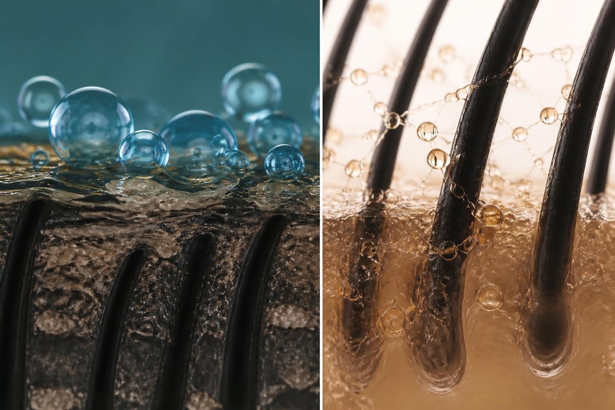 Comparison between regular and clarifying shampoo cleansing action
