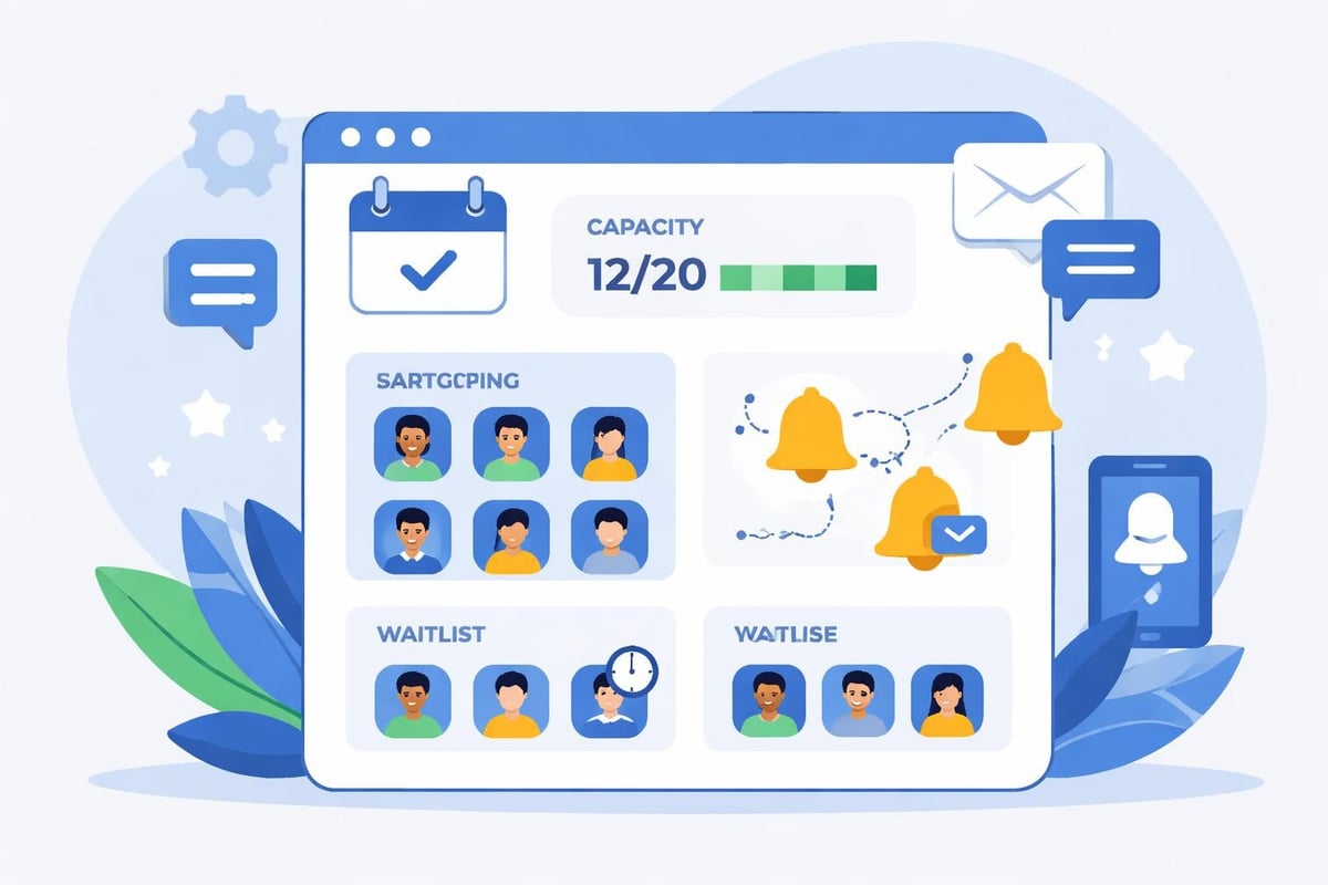 Class booking software dashboard